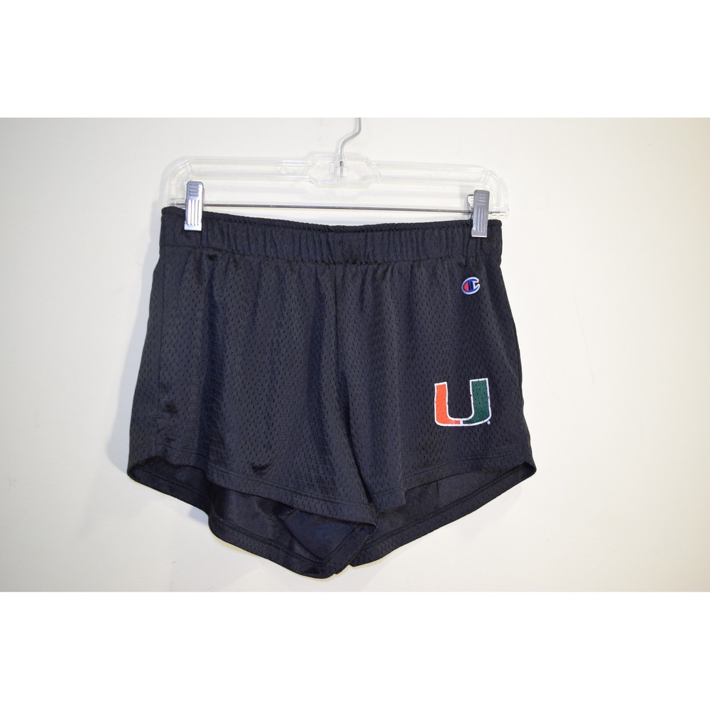 Champion University of Miami Hurricanes Mesh Athletic Shorts Black Womens Medium